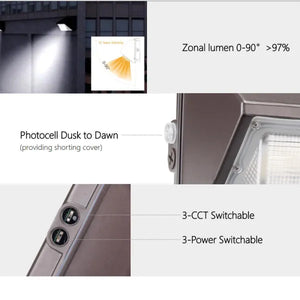 Wallpack, Classic, LED, 40W-50W-60W, 3000K-4000K-5000K, With Photocell